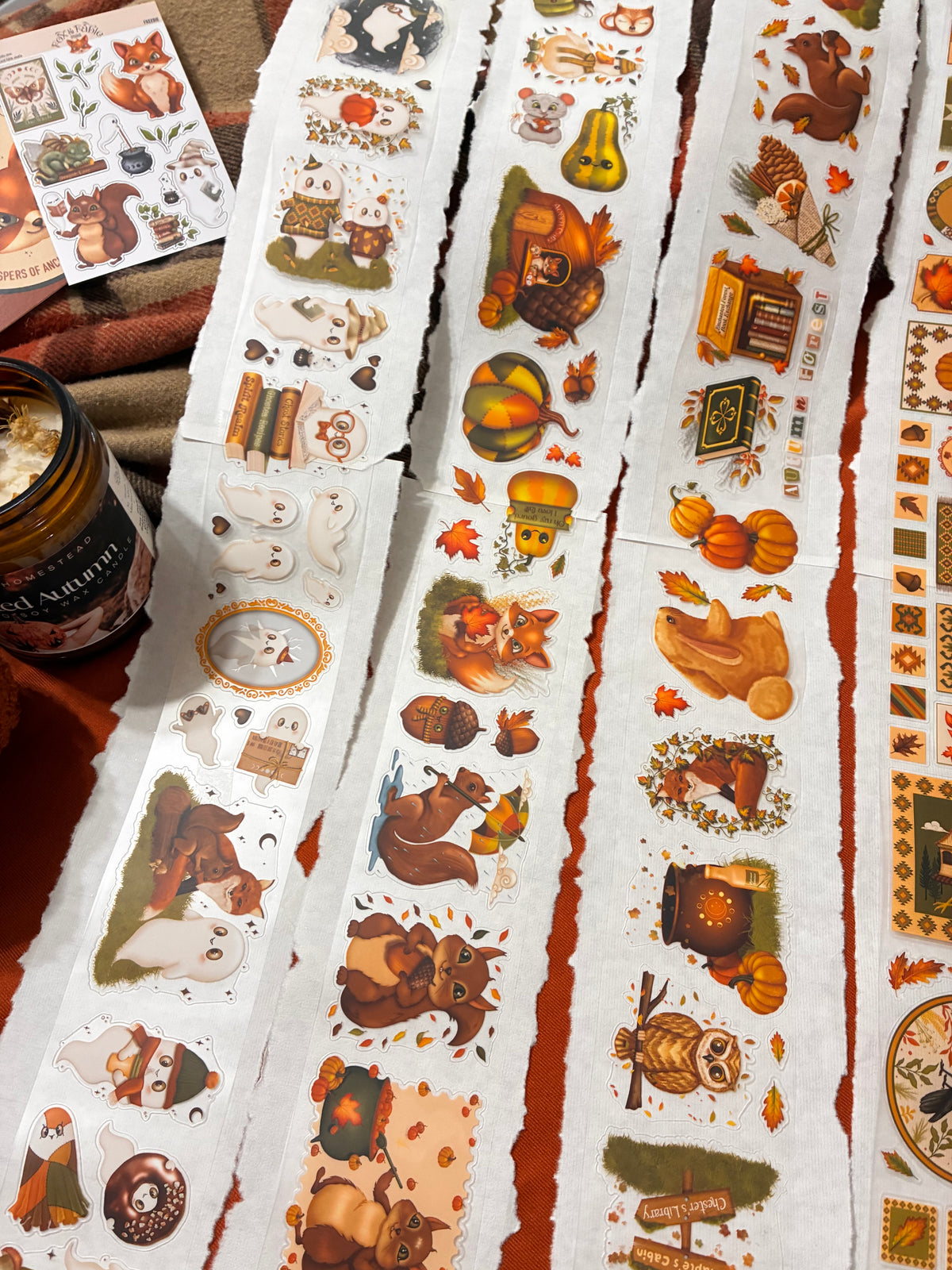 AUTUMN FOREST (Kiss-cut) PET Tape (Fall Forest Animal Journaling Sticker Roll 60 mm x 5m)