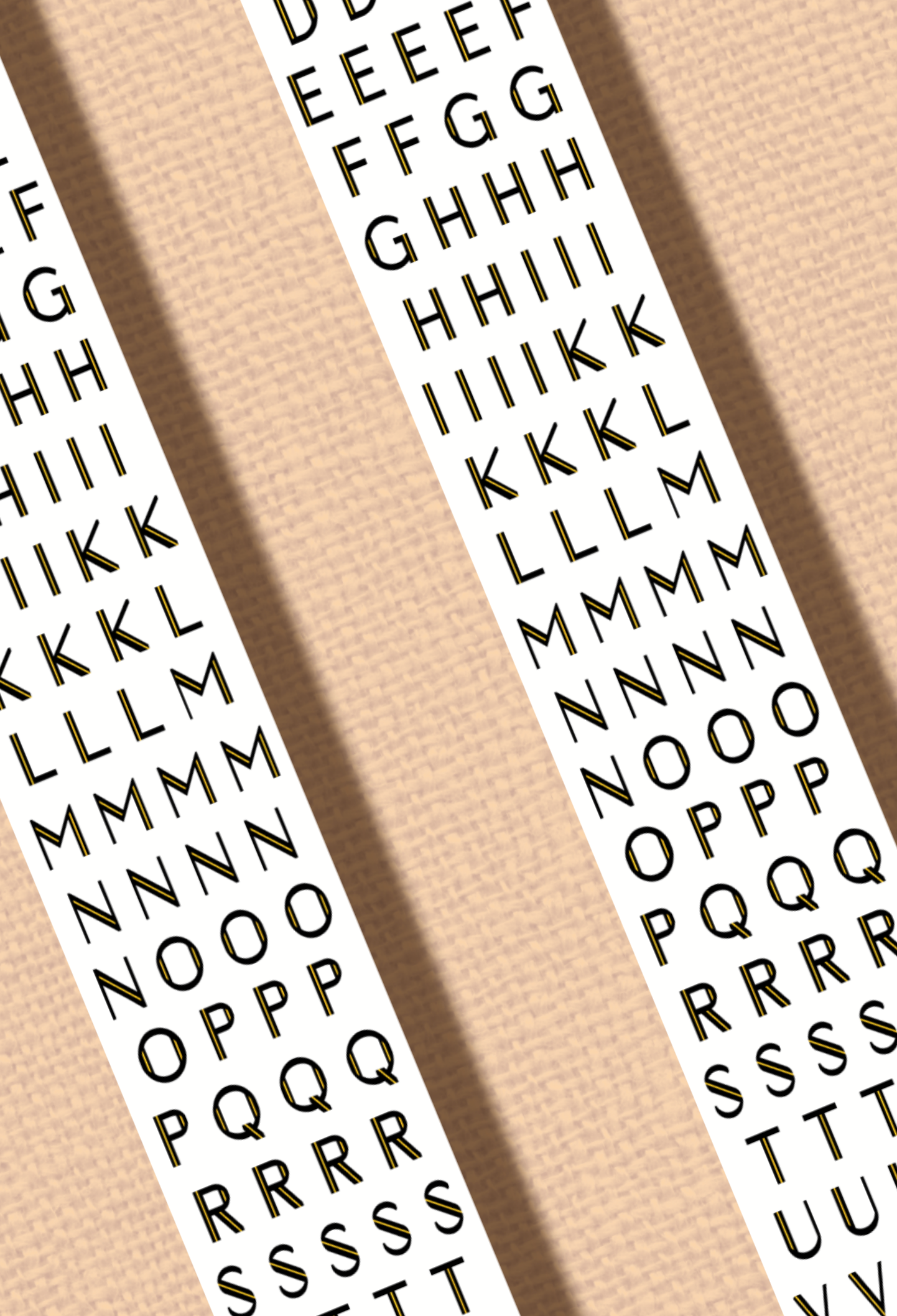 ART DECO TEXT (Kiss-cut) PET Tape - Gold Foil (Alphabet & Number Tape 60mm x 5m)