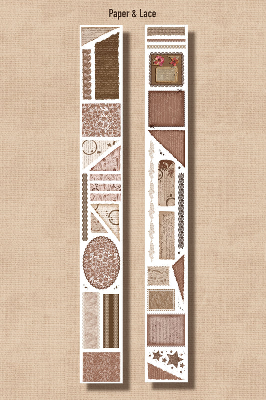 PAPER & LACE (Kiss-cut) PET Tape (Vintage Ephemera Layering Journaling Sticker Roll)