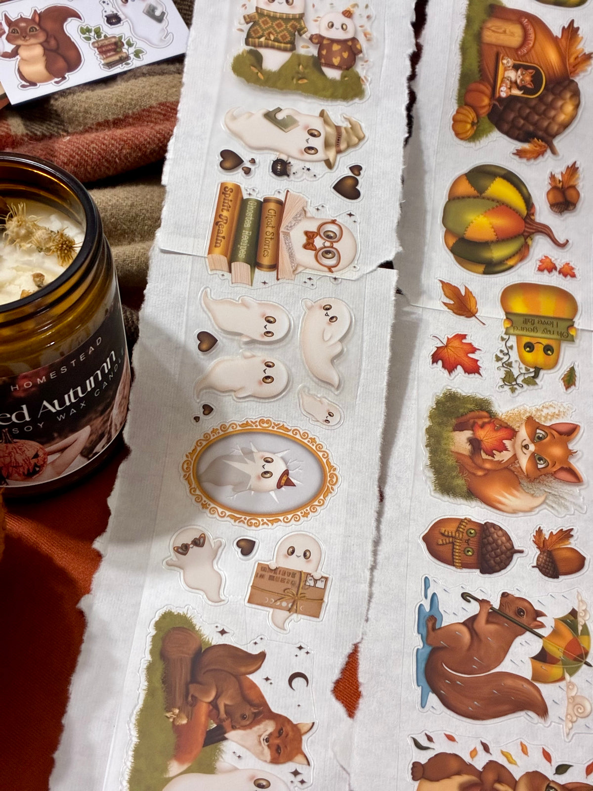 AUTUMN BUNDLE - 5 (kiss-cut) PET tapes (Autumn Forest Folk & Whimsical Journaling Sticker Rolls)