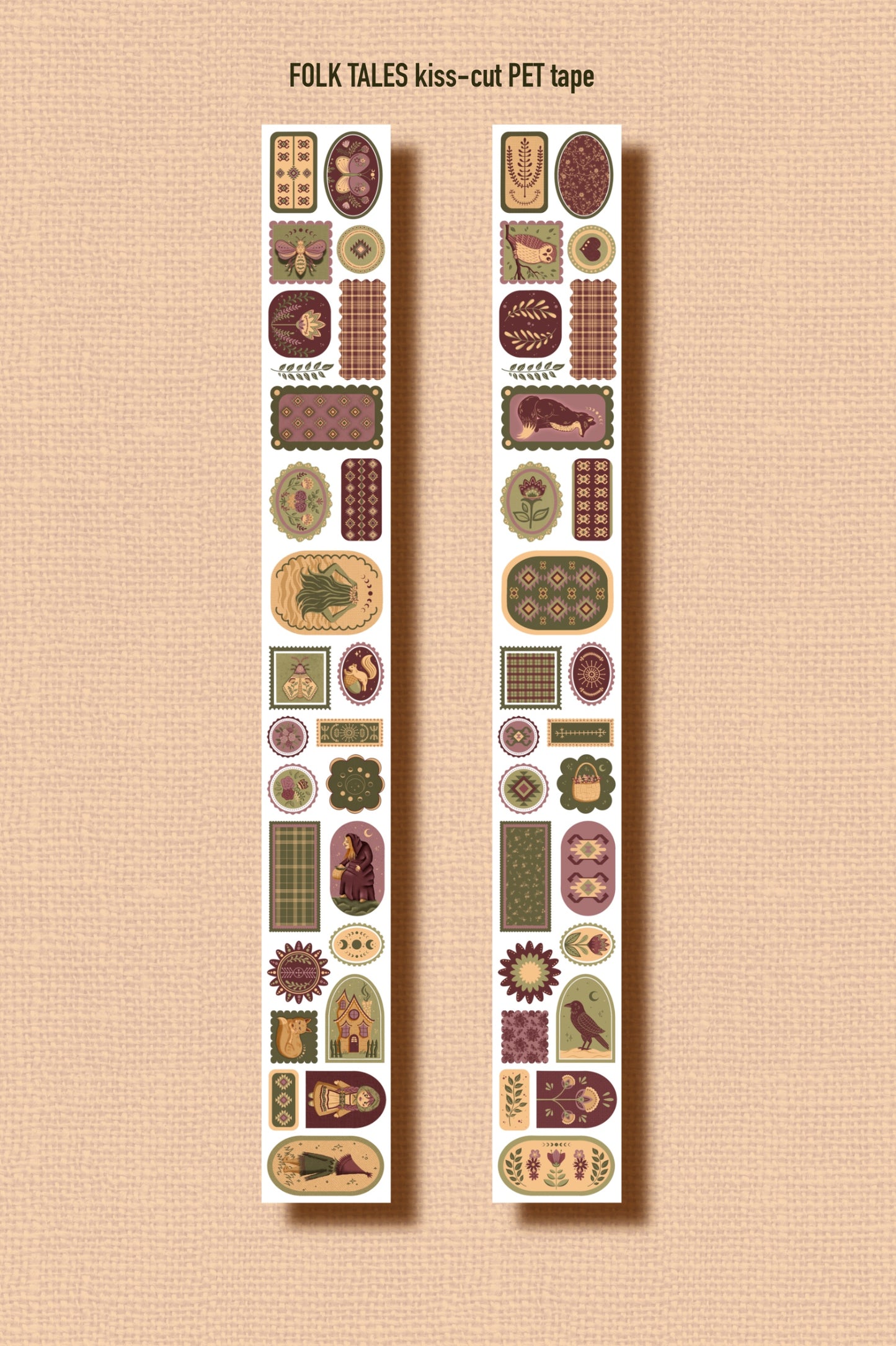 FOLK TALES (Kiss-cut) PET Tape (Slavic Folklore & Mythology Journaling Sticker Roll 60 mm x 5m)