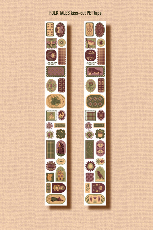 FOLK TALES (Kiss-cut) PET Tape (Slavic Folklore & Mythology Journaling Sticker Roll 60 mm x 5m)