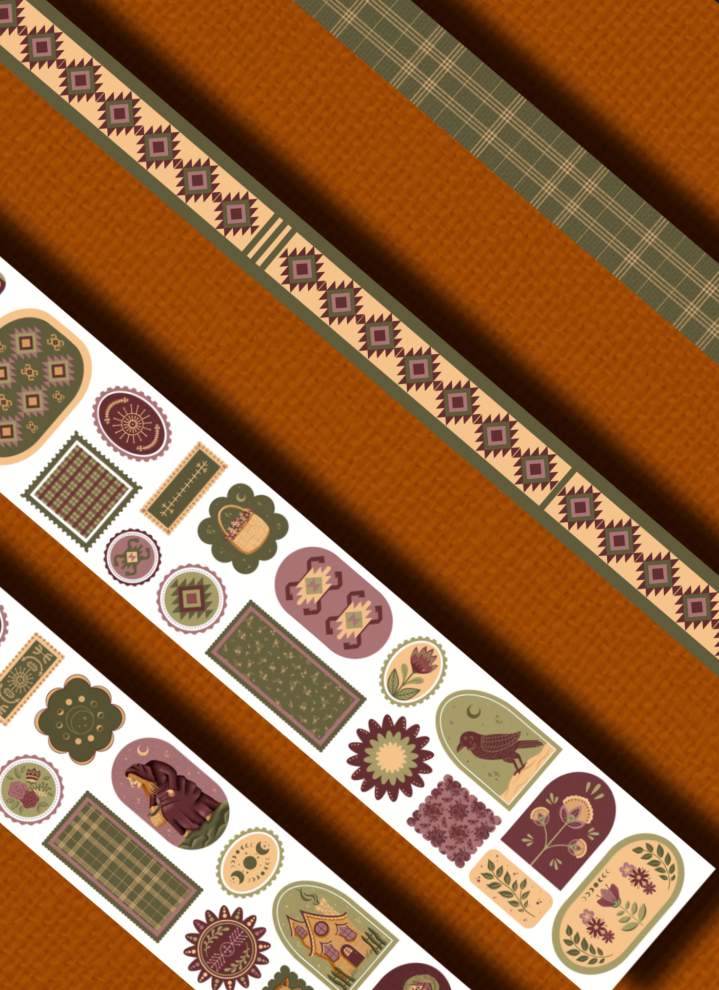 FOLK TALES (Kiss-cut) PET Tape (Slavic Folklore & Mythology Journaling Sticker Roll 60 mm x 5m)