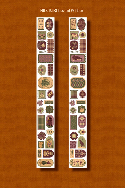 FOLK TALES (Kiss-cut) PET Tape (Slavic Folklore & Mythology Journaling Sticker Roll 60 mm x 5m)