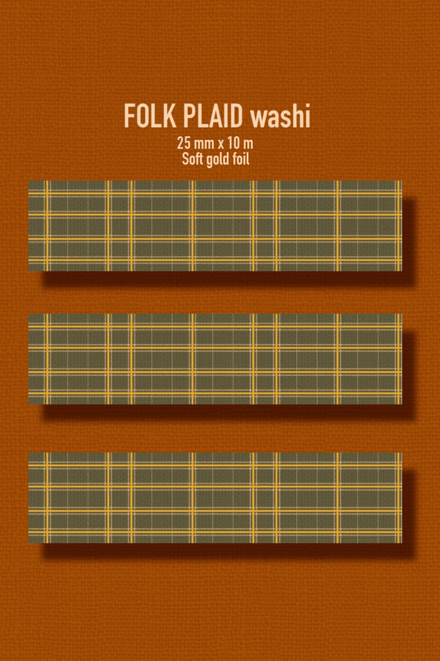 FOLK PLAID Washi Tape - gold foil (25mm x 10m)
