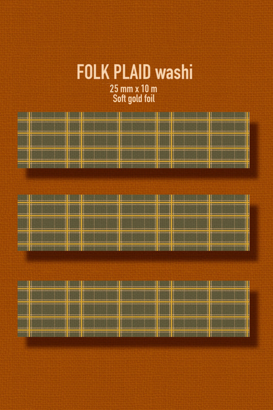 FOLK PLAID Washi Tape - gold foil (25mm x 10m)
