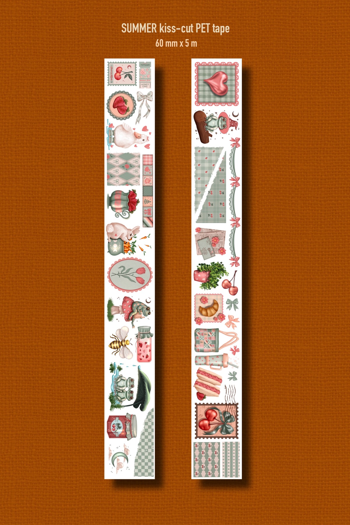 SUMMER (Kiss-cut) PET Tape (Cottagecore Picnic Journaling Sticker Roll 60 mm x 5m)