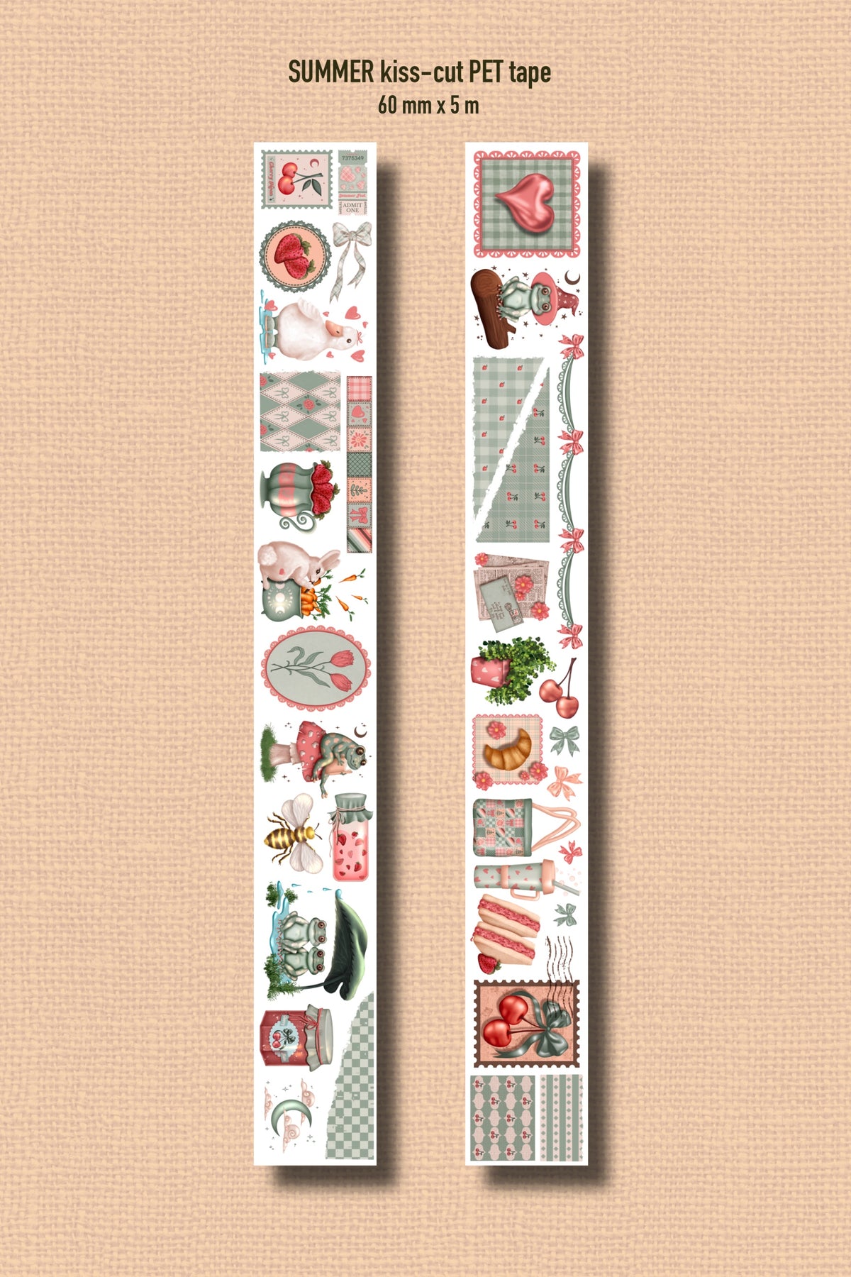 SUMMER (Kiss-cut) PET Tape (Cottagecore Picnic Journaling Sticker Roll 60 mm x 5m)