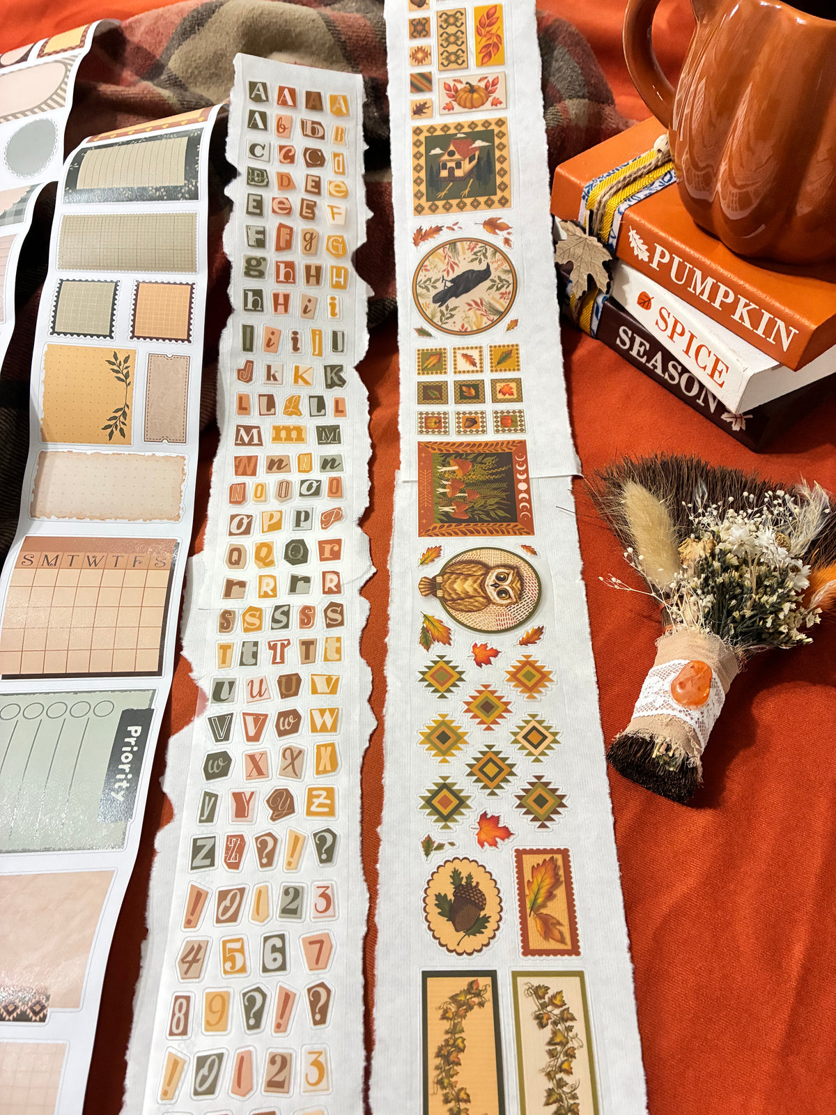 FOLK AUTUMN (Kiss-cut) PET Tape (Fall Journaling Sticker Roll 60 mm x 5m)