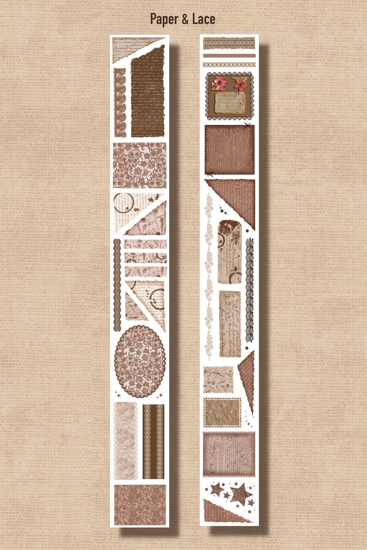 PAPER & LACE (Kiss-cut) PET Tape (Vintage Ephemera Layering Journaling Sticker Roll)