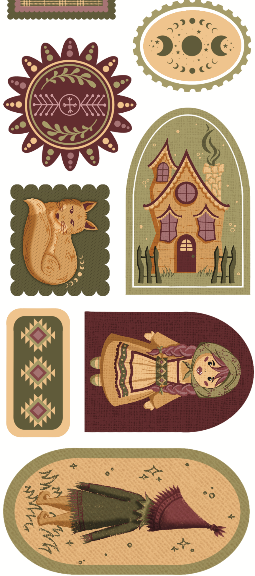 FOLK TALES (Kiss-cut) PET Tape (Slavic Folklore & Mythology Journaling Sticker Roll 60 mm x 5m)