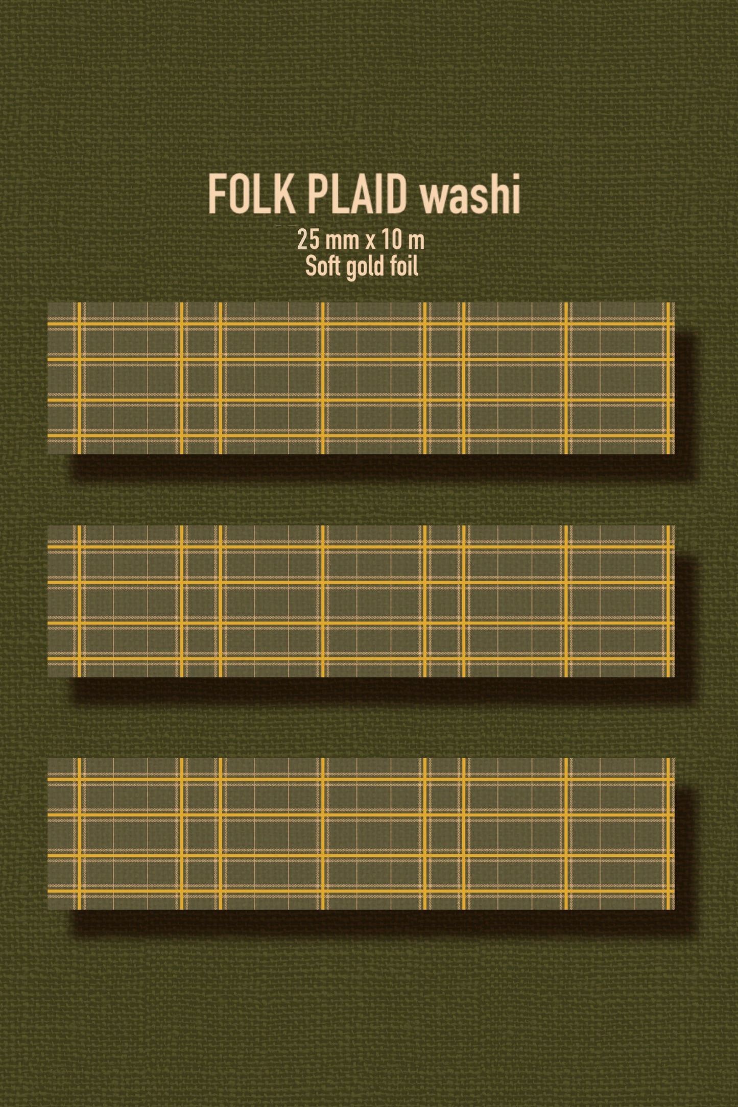 FOLK PLAID Washi Tape - gold foil (25mm x 10m)