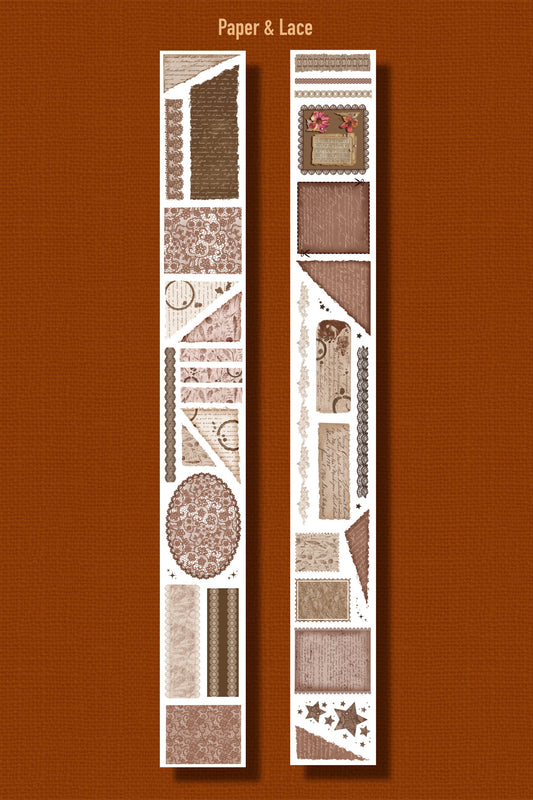PAPER & LACE (Kiss-cut) PET Tape (Vintage Ephemera Layering Journaling Sticker Roll)