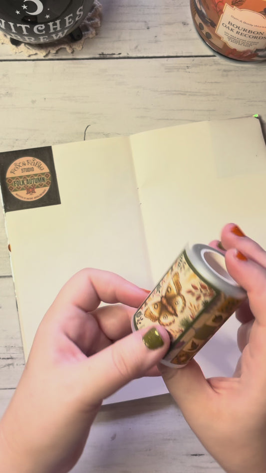 FOLK AUTUMN (Kiss-cut) PET Tape (Fall Journaling Sticker Roll 60 mm x 5m)