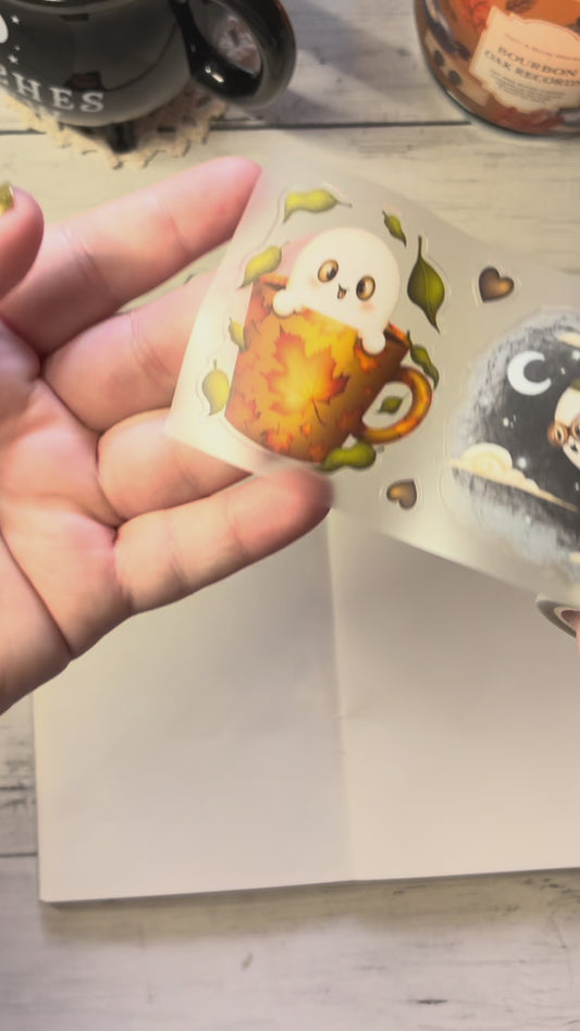 CHESTER (the ghost) (Kiss-cut) PET Tape (Fall Journaling Sticker Roll 60 mm x 5m)